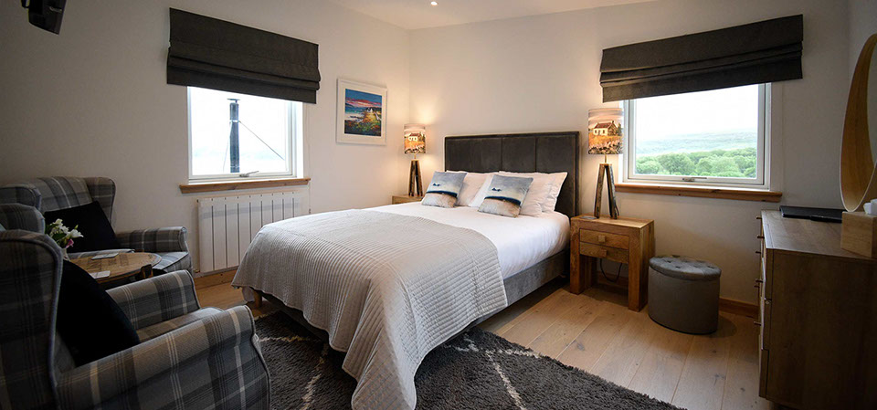 Taigh Scalpaigh Bed and Breakfast accommodation contains King size double rooms with sea views near Portree