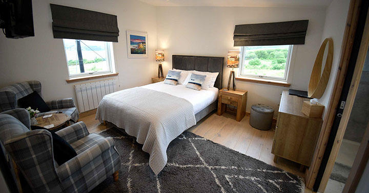 Enjoy spacious king size double rooms with sea views at our luxury Portree bed and breakfast