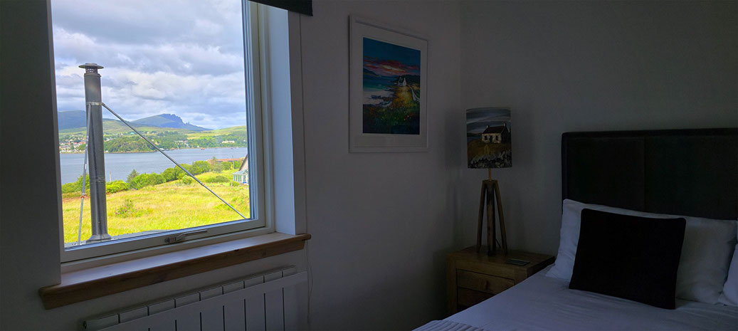 Taigh Scalpaigh bed and breakfast accommodation Seilebost room offers amazing sea views of Portree Bay